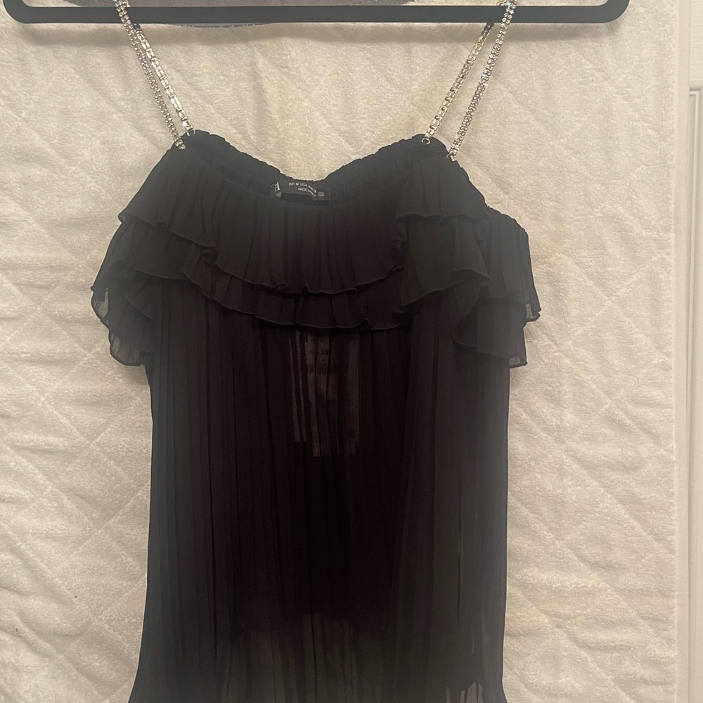 Black Zara flowy top with sparkly straps